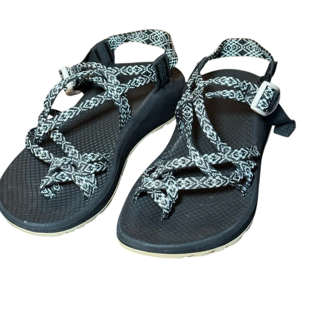 Chaco Z/Cloud X2 Sandals Black White Webbing Women’s 8